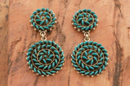 Zuni Indian Jewelry Genuine Sleeping Beauty Turquoise Sterling Silver Post Earrings
